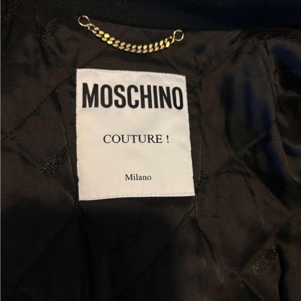 Moschino Couture Black & Cream Mixed-Material Coat - Picture 7 of 11